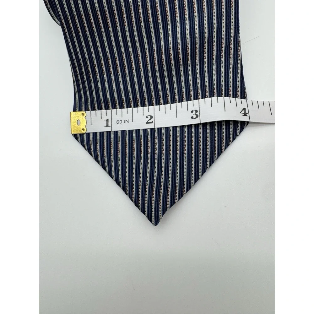 DKNY 100% Silk Tie Blue Striped Necktie‎ Classic Designer Mens Dress Tie
